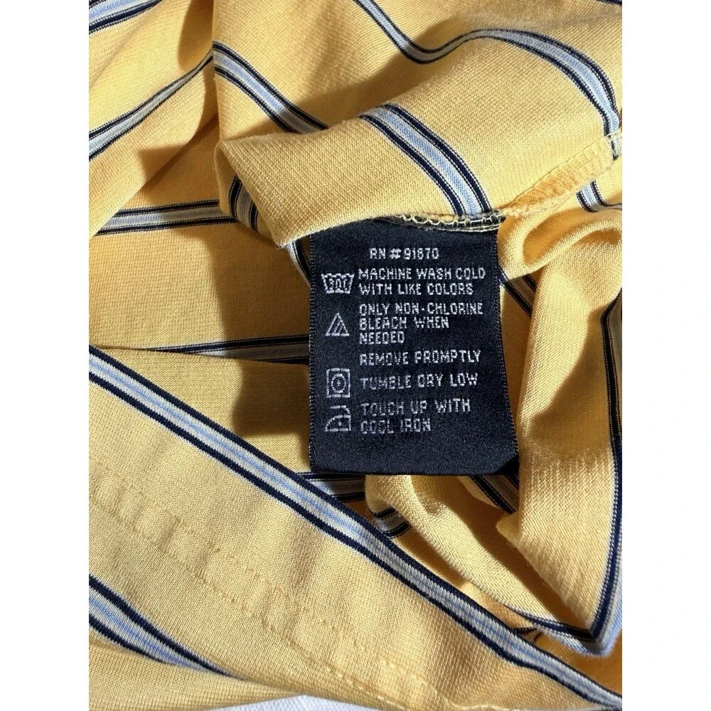 St. Andrews of Scotland Mens Short Sleeve Golf Polo Shirt Size M Yellow Striped - Picture 6 of 9